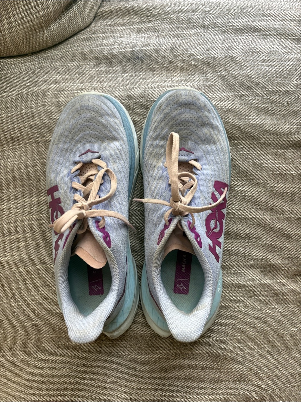 Hoka Athletic Running Shoes with Pink Accents
